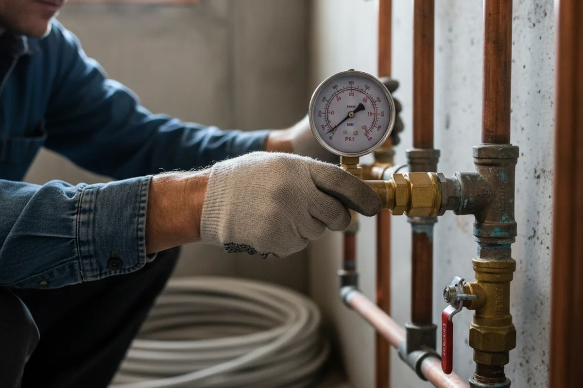 Pressure testing a repaired line during Water Line Repair in Galion